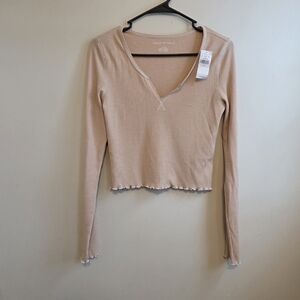 American Eagle Outfitters Light Pink Long Sleeve Top